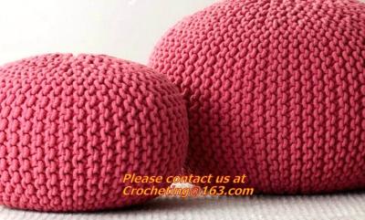 China hand made crochet floor pouffe crochet knit hassock crochet knit Ottoman Floor Cushion for sale