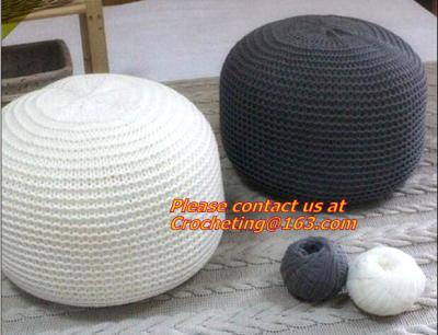 China hand made large size Acrylic crochet floor pouffe crochet pouf hassock Ottoman Floor Cushi for sale