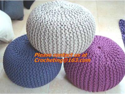 China Middle size cotton crochet floor pouffe crochet pouf hassock Ottoman Floor Cushion for sale