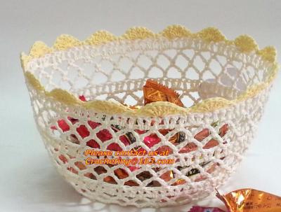 China Handmade Craft Stiffened Cotton Crochet Home Decorative Candy Basket Baby Photo Prop for sale
