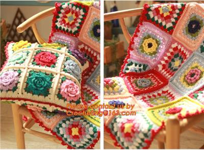 China The good hand exclusive retro handmade crochet Mori stereo flower Retro Red Edge pillow for sale