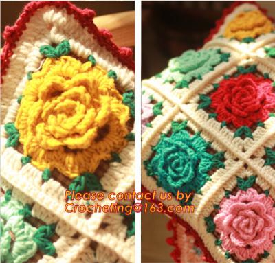 China Handmade 100% Cotton Dimensional Flower Crochet Pillow Cushion Cover Decorative Cushion We for sale