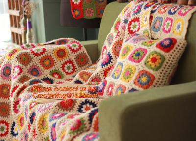 China Handmade Crochet Pastoral Floral Blankets Decorative Sofa cover /Sofa Backrest Towel Weddi for sale