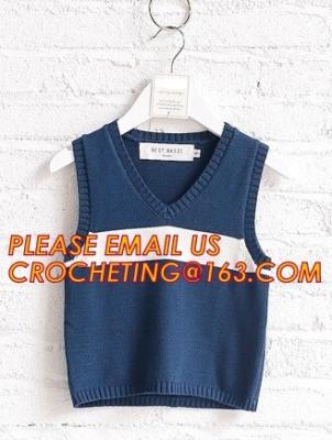 China Hot sale sleeveless, hand knit baby boys stylish sweaters, Fashion clothing kids knit vest pattern child sleeveless swea for sale