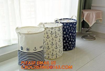 China Organize Storage Natural Canvas Clothes Basket, Cute Round Canvas Bathroom Clothes Storage Basket Hamper Tote Bag/ Stora for sale