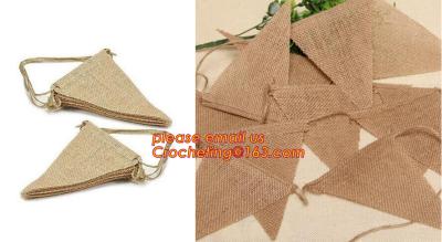 China 3M Vintage wedding birthday party decoration Chic burlap linen lace jute garland bunting banner for sale