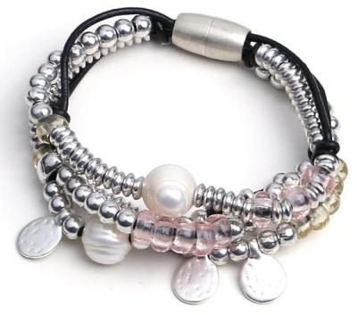 Chine jewelry bracelet multi rows black real leather bio magnetic bracelet men, health magnetic jewelry men bracelet magnetic à vendre