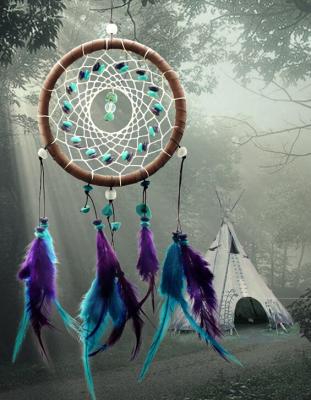 China Antique Imitation Dreamcatcher Gift checking Dream Catcher Net With natural stone Feathers Wall Hanging Decoration Ornam for sale