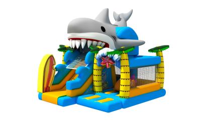 China Do leão-de-chácara inflável do tubarão da categoria comercial leão-de-chácara combinado inflável de salto do castelo à venda