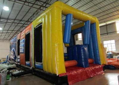 China New design inflatable bus obstacle course inflatable public bus shaped obstacle courses inflatable outdoor games for sale