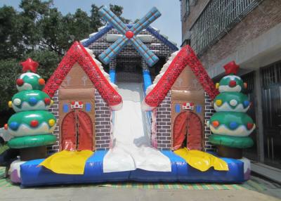 China New 2019 Christmas inflatable slide big Xmas inflatable slide inflatable windmill snowman high slide for sale