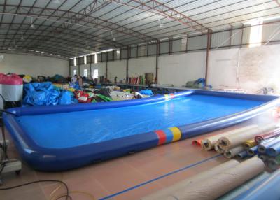 China Rectangle  Blue Giant Pool Inflatables Strong PVC , Huge Inflatable Pool 10 X 5 X 0.3m for sale