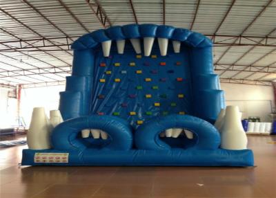 China Blue Rock Climbing Bounce House 6 X 4m , Commercial Inflatable Ladder Climb for sale