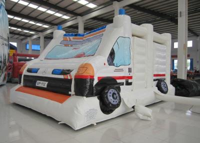 China Ambulance Games Kids Inflatable Bounce House 0.55mm Pvc Tarpaulin 6 X 4m For Amusement Park for sale