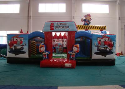 China Customized Fire Truck Design Inflatable Fun City Fireproof inflatable fire engine 8 X 6 X 5m In Public for sale