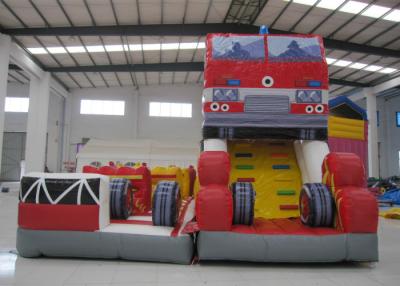 China Fire Fighting Fun City Commercial Bounce House , High Slide Big Blow Up Bounce House for sale