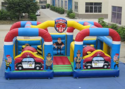 China Outdoor Police Station Design Inflatable Fun City Waterproof For Amusement Park Double jumping area inflatable jumping for sale