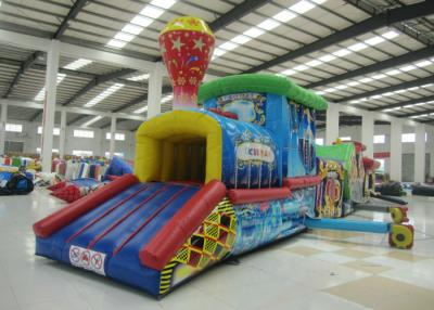 China Colourful Amusement Park Blow Up Bounce House , Outdoor Obstacle Course Moon Bounce Inflattable Tunnel for sale