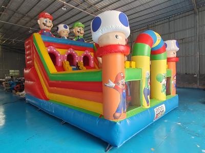China Tarpaulin Inflatable Jumping Slide Playground With Blower Super Mario Theme Park Inflatable Dry Slide for sale