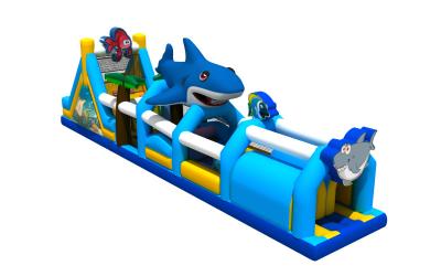 China Ocean Theme Shark Fish Cartoon Inflatable Obstacle Courses Inflatable Bouncer Slide Playground For Outdoor for sale