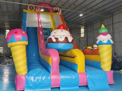 China 0.55mm PVC Tarpaulin Inflatable Slides Ice Cream Cupcake Cartoon Inflatable Dry Slide High Slide For Kids And Adults for sale