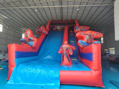 China Commercial Grade Inflatable High Slide Spider-Man Hero Cartoon Figure Inflatable Slide For Party Rental For Kids à venda