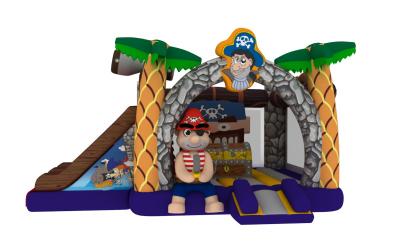 China Inflatable pirate topic combo inflatable pirate treasure themed combo house with double slide for kids for sale