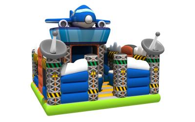 China Spaceship Themed Inflatable Jump House / Airplane Bouncer With Slide For Children for sale