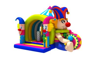 China Lovely Circus Clown Kids Inflatable Bounce House With Slide / Blow Up Jumpers for sale
