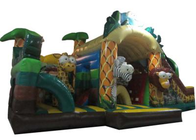 China New elephant inflatable combo jumping house zoo animals palm trees inflatable combo house for sale