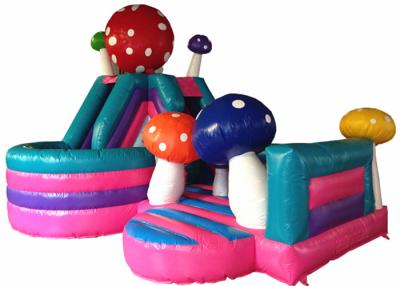 China Multi - Play PVC Fabric Inflatable Fun City Mushroom Bounce House 6x4m for sale