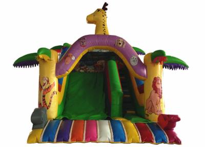 China Giraffe arch inflatable standard dry slide animals zoo park inflatable standard slide for children for sale