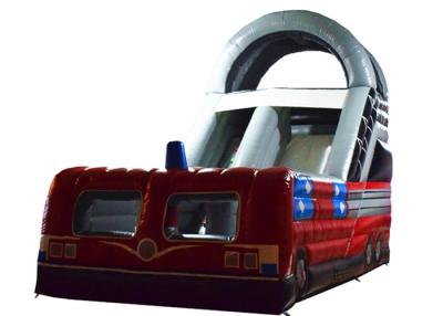 China Closed inflatable bus standard slide hot fire truck inflatable dry slide fire fighting truck inflatable slide for sale