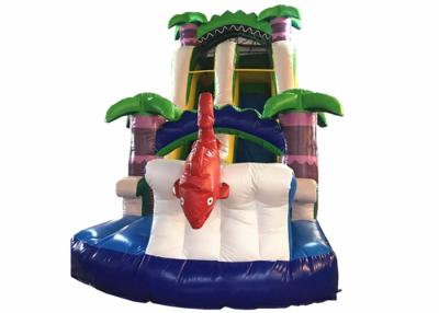China Hot sale inflatable whale palm trees single dry slide with arch commercial inflatable small dry slide for sale