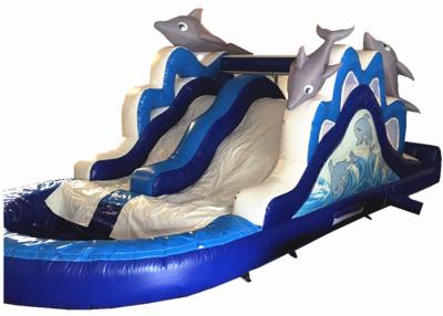 China Lovely Dolphin Long Blow Up Slippery Slide , Children Little Tikes Inflatable Water Slide for sale