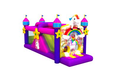 China Outdoor Unicorn Theme 4x9.5x4.5m Inflatable Obstacle Courses for sale