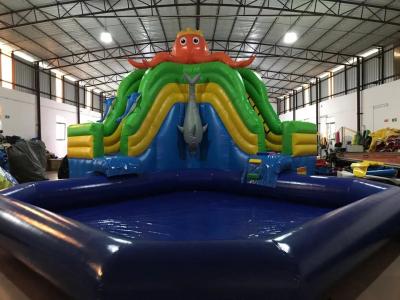 China Octopus Large 0.55mm Inflatable Bounce House Water Slide for sale