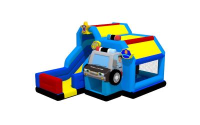China Police Car Combo Jumping Bounce With Slide Moonwalk Inflatable Bounce House for sale