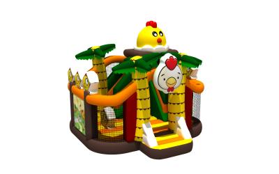 China Inflatable Combos Outdoor Jungle Chicken Egg Inflatable Bouncer House With Dry Slide Inflatable Castle Combo for sale