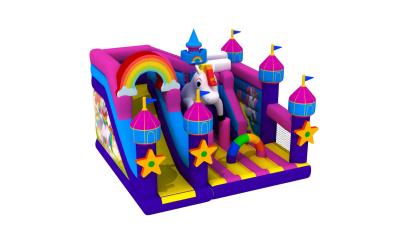 China Casa de Unicorn World Kids Inflatable Bounce con princesa rosada Jumping Castle de la belleza de la diapositiva en venta
