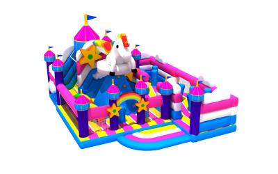 China New Colorful Unicorn Theme Inflatable Fun City Inflatable Bouncer with Slide Jumping House Bounce combo for sale