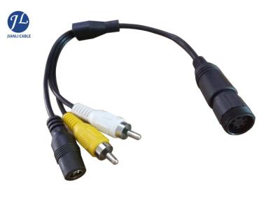 China 6 Pin CCTV Security Backup Camera Cable To RCA DC Power Cable For Truck / Bus for sale