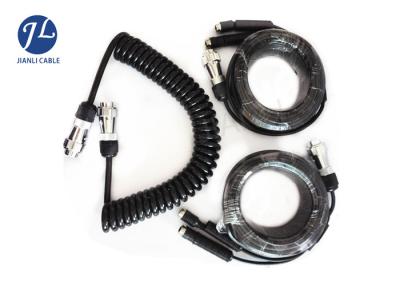 China Heavy Duty 7 Pin Coiled Trailer Cable For Backup Camera Monitoring System for sale