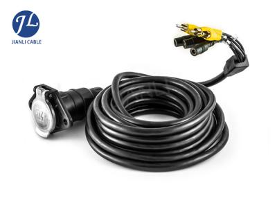 China 7 Pin Truck Trailer RV Reversing Camera Extension Cable With Electrical Socket for sale