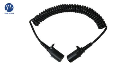 China Trailer Spring Coiled Electrical Cable With 7 Pin Power Signal Plug For 2 Channel for sale