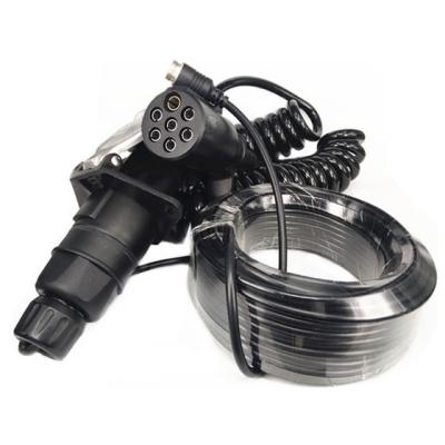China Signal Transmission 7 Pin Coiled Trailer Cable For Backup Camera Audio Video for sale