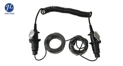China Black Spring Electrical Spiral Power Cord For Trailer Truck Backup Monitor System for sale
