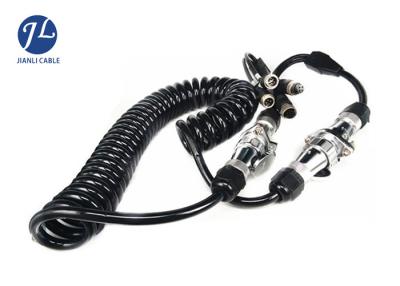 China Coiled Trailer Security Camera Extension Cable , 7 Pin Curly Cable Extension Lead for sale