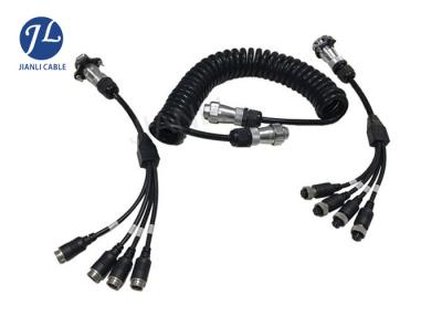 China Electrical 7 Pin Trailer Backup Camera Extension Cable With Pu Spiral Cord for sale