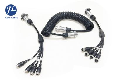 China Backup Camera Monitor System Coiled Trailer Cable 7 Pin Extend Coil Cable for sale